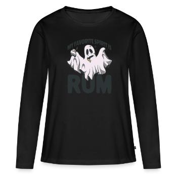 Mein Lieblingsgeist ist Rum Halloween Rum Ghost - Frauen Premium Bio Langarmshirt - Schwarz - Vorne - Julia (174cm)