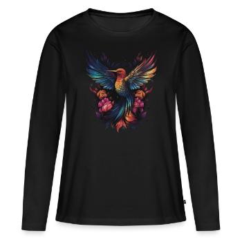 Le pouvoir du colibri - T-shirt manches longues Premium bio Femme - noir - Devant - Julia (174cm)