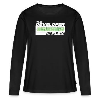 Programmeur Humour Coding Blagues Développeur - T-shirt manches longues Premium bio Femme - noir - Devant - Julia (174cm)