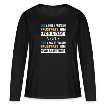 Programmeur Humour Coding Blagues Développeur - T-shirt manches longues Premium bio Femme - noir - Devant - Julia (174cm)