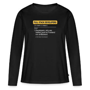 Programmeur Humour Coding Blagues Développeur - T-shirt manches longues Premium bio Femme - noir - Devant - Julia (174cm)