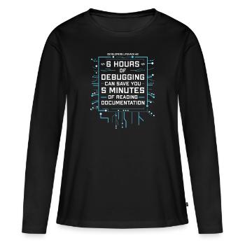Programmeur Humour Coding Blagues Développeur - T-shirt manches longues Premium bio Femme - noir - Devant - Julia (174cm)
