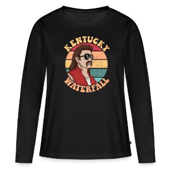 Kentucky Waterfall Mullet Redneck Mulet pour hommes - T-shirt manches longues Premium bio Femme - noir - Devant - Julia (174cm)