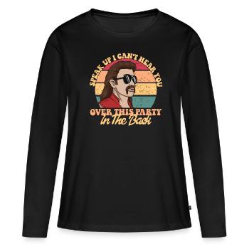 Parlez, je ne peux pas vous parler de ce P - T-shirt manches longues Premium bio Femme - noir - Devant - Julia (174cm)
