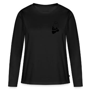 Ghost Hoverboard Drôle Halloween Hoverboard Ghost - T-shirt manches longues Premium bio Femme - noir - Devant - Julia (174cm)