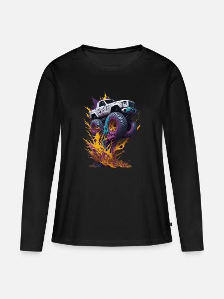 Monstertruck - Frauen Premium Bio Langarmshirt - Schwarz