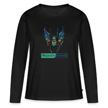 Majestic Scarab - Symbole de pouvoir et de protection - T-shirt manches longues Premium bio Femme - noir - Devant - Julia (174cm)