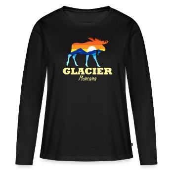 Gletscher Nationalpark Moose Glacier Montana - Frauen Premium Bio Langarmshirt - Schwarz - Vorne - Julia (174cm)