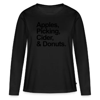 Äpfel pflücken Apfelwein und Donuts Apple Picking - Frauen Premium Bio Langarmshirt - Schwarz - Vorne - Julia (174cm)