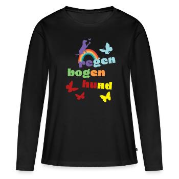 Regenbogenhund - Trauer ums Haustier - Freund - Frauen Premium Bio Langarmshirt - Schwarz - Vorne - Julia (174cm)