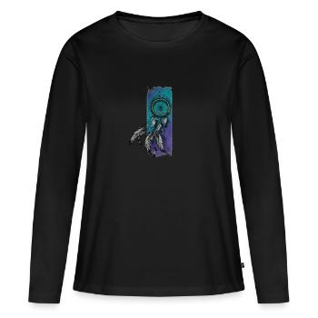Rêverie fantaisiste : attrape-rêves pastel - T-shirt manches longues Premium bio Femme - noir - Devant - Julia (174cm)