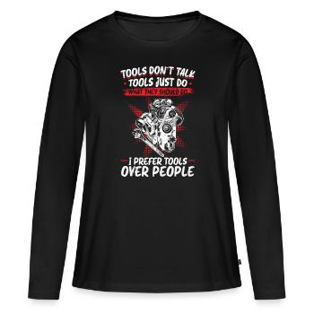 Les outils ne parlent pas Amateur d’outils - T-shirt manches longues Premium bio Femme - noir - Devant - Julia (174cm)