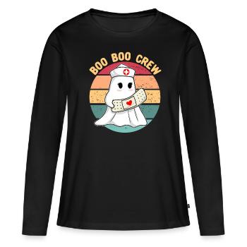 Boo Boo Crew Krankenschwester Halloween Krankensch - Frauen Premium Bio Langarmshirt - Schwarz - Vorne - Julia (174cm)