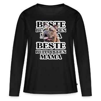 BESTE BULLDOGGEN Mama Hund Hunde BULLDOGGE - Frauen Premium Bio Langarmshirt - Schwarz - Vorne - Julia (174cm)