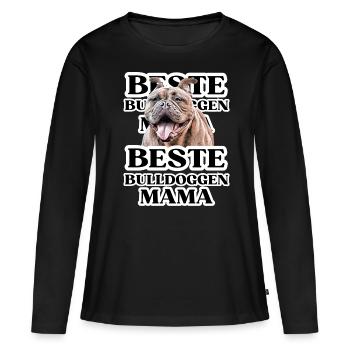 BESTE BULLDOGGEN Mama Hund BULLDOGGE Hunde - Frauen Premium Bio Langarmshirt - Schwarz - Vorne - Julia (174cm)
