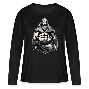 Stolzer Wikinger Krieger Germane - Frauen Premium Bio Langarmshirt - Schwarz - Vorne - Julia (174cm)