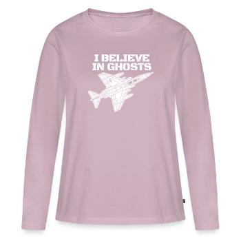F-4 Phantom Ich glaube an Ghosts Military Jet F4 - Frauen Premium Bio Langarmshirt - Altrosa - Vorne - Julia (174cm)