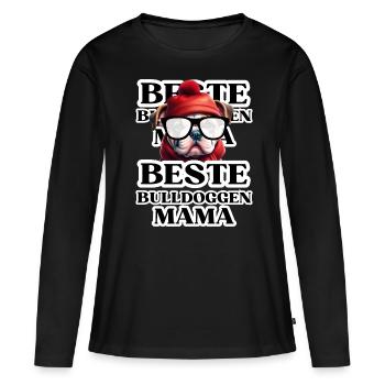 BESTE BULLDOGGEN Mama Hund BULLDOGGE Hunde - Frauen Premium Bio Langarmshirt - Schwarz - Vorne - Julia (174cm)