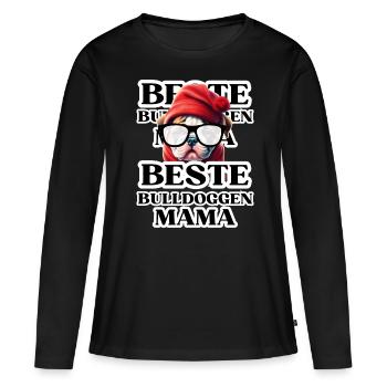 BESTE BULLDOGGEN Mama Hund BULLDOGGE Hunde - Frauen Premium Bio Langarmshirt - Schwarz - Vorne - Julia (174cm)