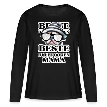 BESTE BULLDOGGEN Mama Hund BULLDOGGE Hunde - Frauen Premium Bio Langarmshirt - Schwarz - Vorne - Julia (174cm)