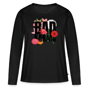 Bad Karma Flowers - T-shirt manches longues Premium bio Femme - noir - Devant - Julia (174cm)