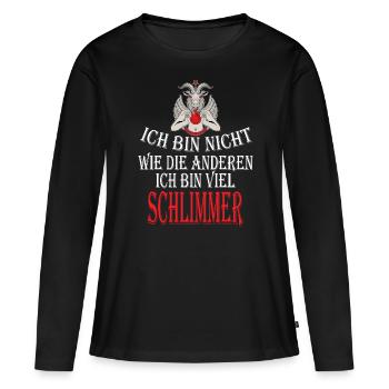 Je ne suis pas comme les autres, je suis pire - T-shirt manches longues Premium bio Femme - noir - Devant - Julia (174cm)