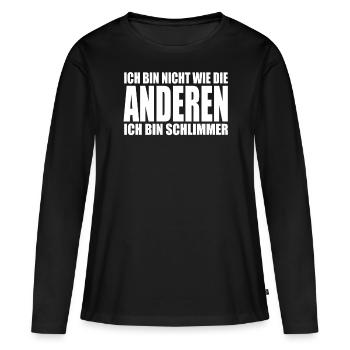 Je ne suis pas comme les autres, je suis pire - T-shirt manches longues Premium bio Femme - noir - Devant - Julia (174cm)