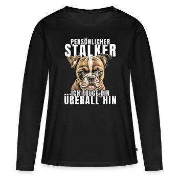 PERSONAL STALKER BULLDOG DOG DOGS - Women's Premium Organic Long Sleeve Shirt - black - Front - Julia (174cm)