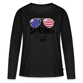 Spring Break 2025 Patriotische USA-Flagge Spring B - Frauen Premium Bio Langarmshirt - Schwarz - Vorne - Julia (174cm)