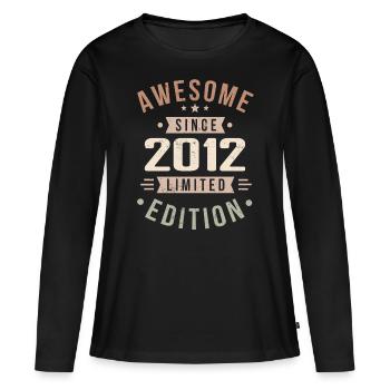 Original 2012 Millésime Vintage Anniversaire 2012 - T-shirt manches longues Premium bio Femme - noir - Devant - Julia (174cm)