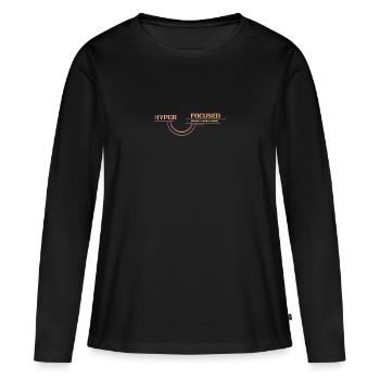 Poursuite hyper concentrée et implacable - T-shirt manches longues Premium bio Femme - noir - Devant - Julia (174cm)