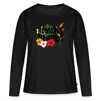 Romance Reader Flowers - T-shirt manches longues Premium bio Femme - noir - Devant - Julia (174cm)