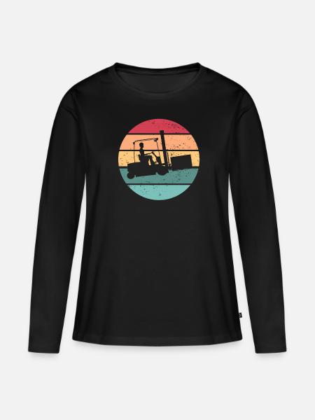 Gabelstaplerfahrer Retro Sun Gabelstaplerfahrer - Frauen Premium Bio Langarmshirt - Schwarz