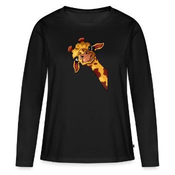 Afrika Urlaub Steppe Giraffe Kinder Liebhaber - Frauen Premium Bio Langarmshirt - Schwarz - Vorne - Julia (174cm)