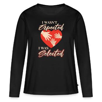 J’ai été sélectionné Adoption - T-shirt manches longues Premium bio Femme - noir - Devant - Julia (174cm)