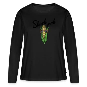 Shuck Yeah Drôle de cultivateur de maïs aime le maïs Shuck Yeah - T-shirt manches longues Premium bio Femme - noir - Devant - Julia (174cm)