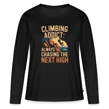 Escalade Escalade libre Escalade de rocher pour femmes - T-shirt manches longues Premium bio Femme - noir - Devant - Julia (174cm)