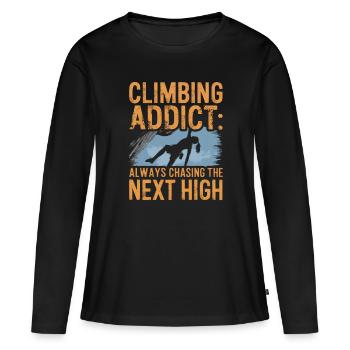 Escalade Escalade libre Escalade de rocher pour femmes - T-shirt manches longues Premium bio Femme - noir - Devant - Julia (174cm)
