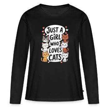 Dicton de chats mignons pour les femmes et les filles - T-shirt manches longues Premium bio Femme - noir - Devant - Julia (174cm)