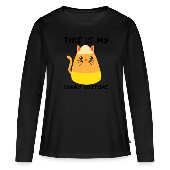 Das ist mein kitschiges Halloween-Katze-Candy-Corn - Frauen Premium Bio Langarmshirt - Schwarz - Vorne - Julia (174cm)