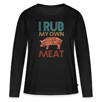Je frotte ma propre viande de porc BBQ - T-shirt manches longues Premium bio Femme - noir - Devant - Julia (174cm)