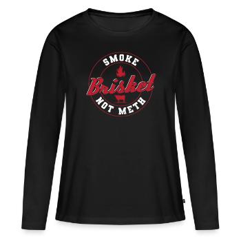 Smoke Brisket Not Meth BBQ - T-shirt manches longues Premium bio Femme - noir - Devant - Julia (174cm)