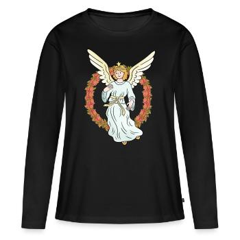 Ange Gardien Ange Protecteur Chapelet Spirituel - T-shirt manches longues Premium bio Femme - noir - Devant - Julia (174cm)