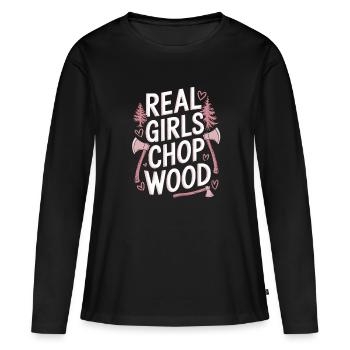 Lumberjack Wood Chopping Women - Women's Premium Organic Long Sleeve Shirt - black - Front - Julia (174cm)