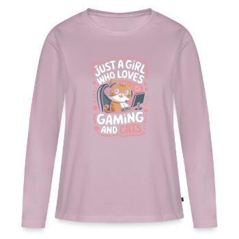 Gaming Computer Konsole Mädchen Katze - Frauen Premium Bio Langarmshirt - Altrosa - Vorne - Julia (174cm)