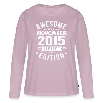 November 2015 Geschenkidee Legende November 2015 - Frauen Premium Bio Langarmshirt - Altrosa - Vorne - Julia (174cm)