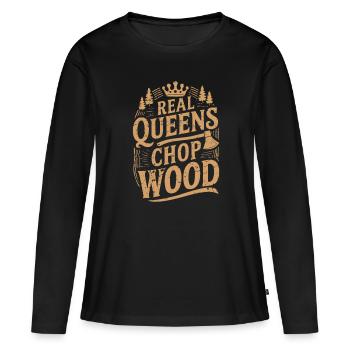 bûcheron coupe de bois femmes coupe-arbres - T-shirt manches longues Premium bio Femme - noir - Devant - Julia (174cm)