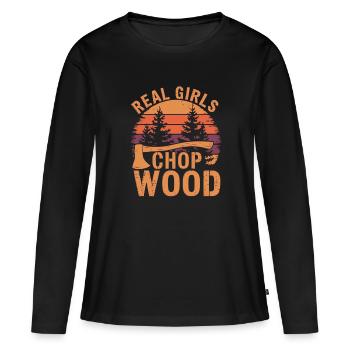 bûcheron coupe de bois femmes coupe-arbres - T-shirt manches longues Premium bio Femme - noir - Devant - Julia (174cm)