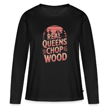 bûcheron coupe de bois femmes coupe-arbres - T-shirt manches longues Premium bio Femme - noir - Devant - Julia (174cm)