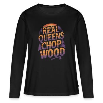 bûcheron coupe de bois femmes coupe-arbres - T-shirt manches longues Premium bio Femme - noir - Devant - Julia (174cm)